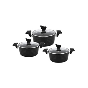 6pcs Cookware set with pour function Monheim black metallic 16/20/24cm