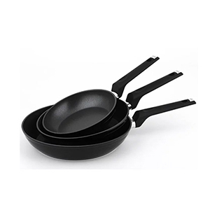 3pcs Frypan set black metallic Monheim 20/24/28cm