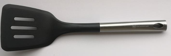 黑色開槽尼龍鍋鏟 Slotted turner nylon +SS18/0  handle